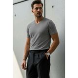 Damga Erkek Relaxed Fit Füme Bol V Yaka Tişört - 2XL