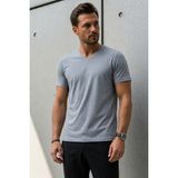 Damga Erkek Relaxed Fit Gri Bol V Yaka Tişört - 2XL
