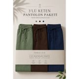 DAMGA JEANS 3 Adet Erkek Premium Yazlık Jogger Keten Pantolon