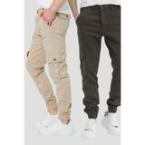 DAMGA JEANS Erkek 2 Li Cepli Lastikli Paça Rahat Günlük Genç Modern Kargo Cepli Pantolon Taş Ve Haki