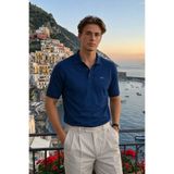 DAMGA JEANS Erkek Basic %100 Pamuk Mavi Polo Yaka Tişört
