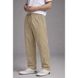 DAMGA JEANS Erkek Beli Lastikli Bol Paça Bej Keten Pantolon