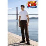 DAMGA JEANS Erkek Beli Lastikli Jogger K.Kahve Keten Pantolon