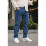 DAMGA JEANS Erkek Bol Paça Basic Esnek Mavi Kot Pantolon