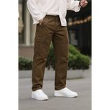 DAMGA JEANS Erkek Bol Paça Kargo Cepli Kahve Baggy Pantolon