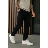 DAMGA JEANS Erkek Bol Paça Trend Siyah Gabardin Kargo Pantolon