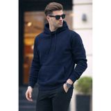 DAMGA JEANS Erkek Casual Kanguru Cep Bol Lacivert Sweatshirt
