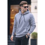DAMGA JEANS Erkek Casual Kanguru Cepli Bol Gri Sweatshirt