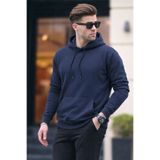 DAMGA JEANS Erkek Casual Kanguru Cepli Bol Mavi Sweatshirt