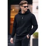 DAMGA JEANS Erkek Casual Kanguru Cepli Bol Siyah Sweatshirt