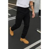 DAMGA JEANS Erkek Günlük Trend Bol Paça Siyah Taktik Kargo Pantolon