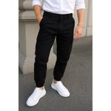 DAMGA JEANS Erkek Günlük Trend Lastikli Siyah Taktik Kargo Pantolon