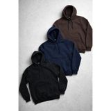 DAMGA JEANS Erkek Kapşonlu Kanguru Cepli 3 Lü Sweatshirt