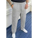 DAMGA JEANS Erkek Kargo Cepli Gri Bol Keten Pantolon
