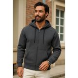 DAMGA JEANS Erkek Kışlık Antrasit Oversize Uzun Hırka Sweatshirt
