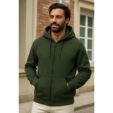 DAMGA JEANS Erkek Kışlık Haki Oversize Uzun Hırka Sweatshirt