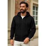DAMGA JEANS Erkek Kışlık Siyah Oversize Uzun Hırka Sweatshirt
