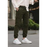 DAMGA JEANS Erkek Lastikli Kargo Cepli Haki Jogger Pantolon