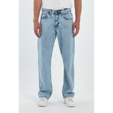 DAMGA JEANS Erkek Oversize Bol Paça Yüksek Bel Buz Mavi Baggy Kot Pantolon