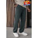 DAMGA JEANS Erkek Premium Jogger Relax Fit K.Haki Keten Pantolon