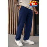 DAMGA JEANS Erkek Premium Jogger Relax Fit Lacivert Keten Pantolon