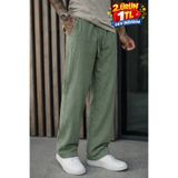 DAMGA JEANS Erkek Premium Jogger Relax Fit Yeşil Keten Pantolon