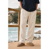 DAMGA JEANS Erkek Relax Fit Yazlık Salaş K.Beyaz Keten Pantolon
