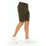 DAMGA JEANS Erkek Slim Fit Kargo Cep Kapri Şort Haki