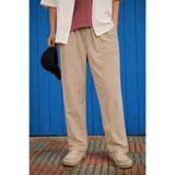 DAMGA JEANS Erkek Trend Premium Bol Bej Keten Pantolon
