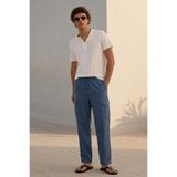 DAMGA JEANS Erkek Yazlık Comfort Mavi Kargo Keten Pantolon