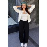 DAMGA JEANS Kadın Günlük Premium Bol Yazlık Siyah Keten Pantolon