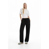 DAMGA JEANS Kadın Günlük Yazlık Trend Bol Siyah Keten Pantolon