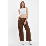 DAMGA JEANS Kadın Palazzo Yazlık Beli Lastikli Pamuklu Bol Paça Baggy Pantolon