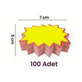 Damga Market 100 Adet 5 × 7 cm Sarı Yıldız Karton Fiyat Etiketi, Mağaza, Bakkal ve Süpermarket Boş Yıldız Etiketi