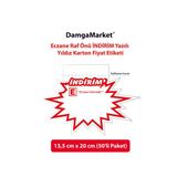 Damga Market Eczane Raf Önü Indirim Yazılı Yıldız Karton Etiketi, 13,5 cm x 20 cm (50'li Paket)