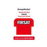 Damga Market Kırmızı Fırsat Etiketi Kartı Market, Mağaza,bakkal,raf ve Etiketi 6X5CM 100'LÜ Paket