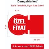 Damga Market Kırmızı Özel Etiketi Kartı Market, Mağaza, Bakkal, Raf ve Etiketi 6,5X4CM 100'LÜ Paket