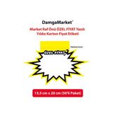 Damga Market Market Raf Önü Özel Yazılı Yıldız Karton Market Etiketi 13,5 cm x 20 cm (50'li Paket)