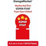 Damga Market Market Raf Önü Süper Uyarı Etiketi – Dikey Model – 6,5 × 4 cm – 100’LÜ Paket