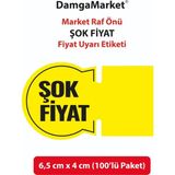 Damga Market Sarı Şok Etiketi Kartı Market, Mağaza, Bakkal, Raf ve Etiketi 6,5X4CM 100'LÜ Paket