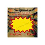 Damga Market Sarı Yıldız Etiketi, Mağaza, Market ve Reyon Etiketi 17X23 cm 230 gr Bristol Karton 25 Adet
