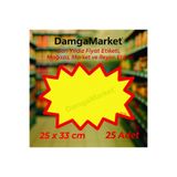 damga market Sarı Yıldız Fiyat Etiketi, Mağaza, Market ve Reyon Etiketi 25x33 cm 230 gr Bristol Karton 25 Adet