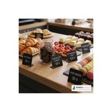 DamgaMarket 20 Adet Mini Yaz-Sil Fiyat Etiketi Standı 5x5 cm Siyah PVC Etiketlik Pastane Market Manav Şarküteri