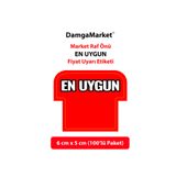 DamgaMarket Kırmızı EN UYGUN Etiketi Kartı Market, Mağaza, Bakkal, Raf ve Fiyat Etiketi 6x5cm 100'lü Paket