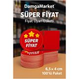DamgaMarket Market Raf Önü SÜPER FİYAT Fiyat Uyarı Etiketi – 6,5 × 4 cm – 100’lü Paket