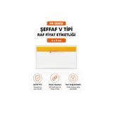 DamgaMarket Şeffaf PVC Yapışkanlı V Tipi Raf Fiyat Etiketliği 4x8 cm Market Raf Etiketi 50 Adet