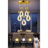 Damla-5li GOLD 3 Renk LED ISIKLI SALON MUTFAK OTURMA ODASI ANTRE AVİZE