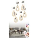 Damla 6 Lı Gümüş 3 Renk Ledli Kumandalı Modern Sarkıt LED Avize