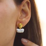 Damla Barok İnci Gold Gümüş Küpe