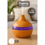 Damla Hava Nemlendirici - 300 Ml Işıklı Buhar Makinesi Humidifier Aroma Difüzörü Açık Kahve